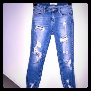 CELLO Raw HemIntentionally Distressed Skinny Jeans